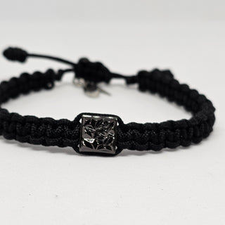 Zen Weave Macrame Boho Braided Bracelet in Black - Black Plated Peak Pulse Charm