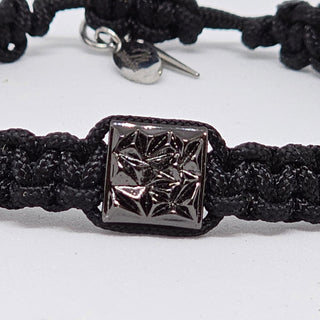 Zen Weave Macrame Boho Braided Bracelet in Black - Black Plated Peak Pulse Charm