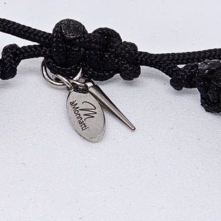 Zen Weave Macrame Boho Braided Bracelet in Black - Black Plated Peak Pulse Charm