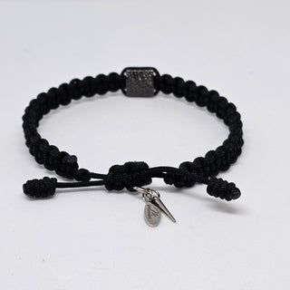 Zen Weave Macrame Boho Braided Bracelet in Black - Black Plated Peak Pulse Charm