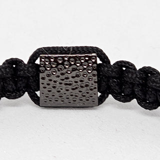 Zen Weave Macrame Boho Braided Bracelet in Black - Black Plated Peak Pulse Charm