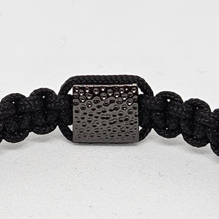 Zen Weave Macrame Boho Braided Bracelet in Black - Black Plated Peak Pulse Charm