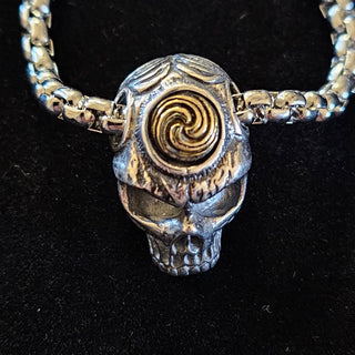 Mr. Brains Sterling Silver with SS Chain Skull Necklace