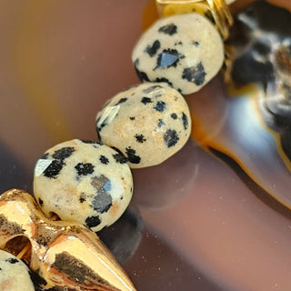 Dalmation (Faceted Coin) 18K Gold Filled Toggle Bracelet