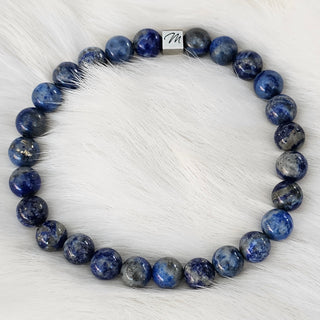 Lapis Lazuli Silver Square aMonnatti Charm (8mm) Bracelet