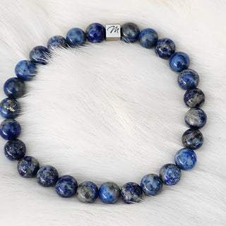 Lapis Lazuli Silver Square aMonnatti Charm (8mm) Bracelet