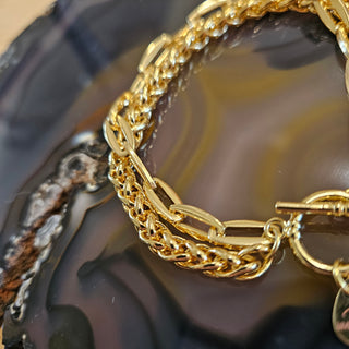 18K Gold Filled Double Chain Bracelet with Stary Eye Protection Charm