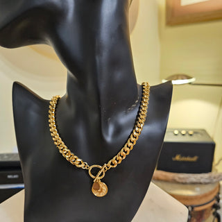 18K Gold Filled Cuban Link Chain with Stary Eye Protection Toggle Necklace