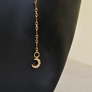 The Sun and Moon Adjustable Lariat Necklace - Blue Chalcedony - Gold Filled - Chain B