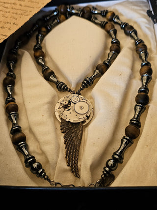 Time Flies Necklace ~ Hematite & Tiger Eye