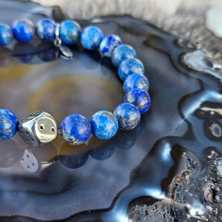 Lapis Lazuli SS Dice (10mm) Bracelet