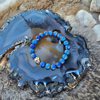 Lapis Lazuli SS Dice (10mm) Bracelet