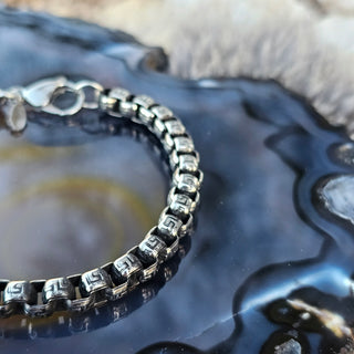 Square Chain Patina SS Bracelet