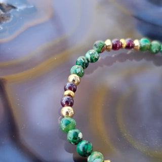 The Precious Petite Exclusive Spike Collection - Forest Green Agate & Garnet in Gold