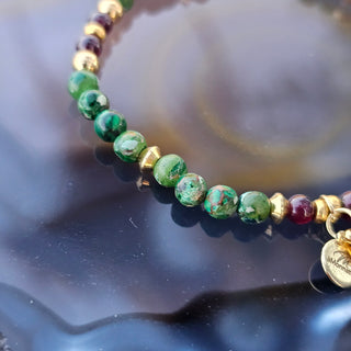 The Precious Petite Exclusive Spike Collection - Forest Green Agate & Garnet in Gold