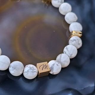 White Howlite (Faceted Coin Shape) Toggle Bracelet