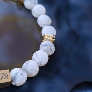 White Howlite (Faceted Coin Shape) Toggle Bracelet