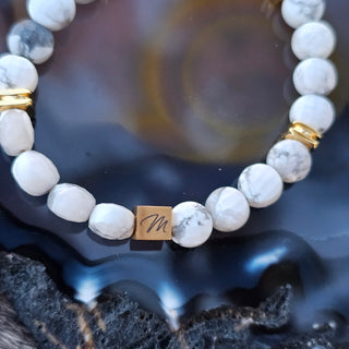 White Howlite (Faceted Coin Shape) Toggle Bracelet