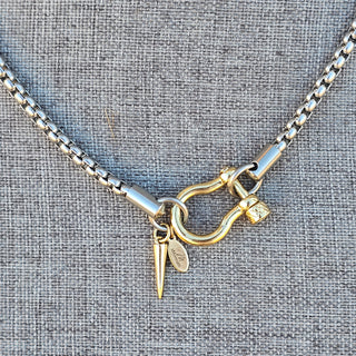 Shacle Clasp Necklace with Spike -20 (cm) x 17 (cm) Shackle-18k Gold Filled Shackle with Stainless Steel Necklace