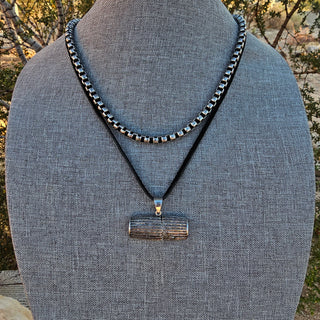 Greek Key Chain - Stainless Steel Patina Necklace