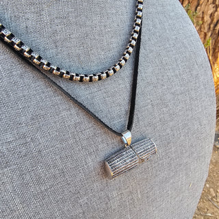 Greek Key Chain - Stainless Steel Patina Necklace