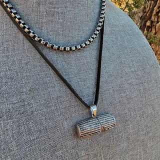 Greek Key Chain - Stainless Steel Patina Necklace