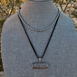 Greek Key Chain - Stainless Steel Patina Necklace