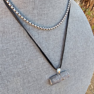 Greek Key Chain - Stainless Steel Patina Necklace