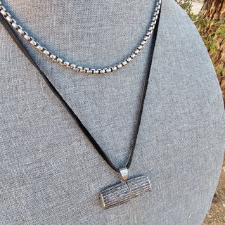 Greek Key Chain - Stainless Steel Patina Necklace