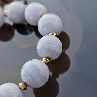 Blue Lace Agate (12mm)  Gold Filled Toggle with Pearl