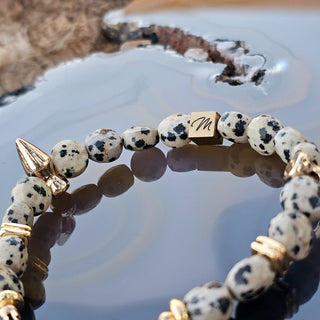 Dalmation (Faceted Coin) 18K Gold Filled Toggle Bracelet