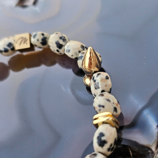 Dalmation (Faceted Coin) 18K Gold Filled Toggle Bracelet