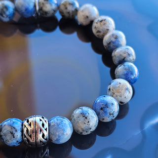 K2 Azurite (8mm) Stainless Steel Charm Bracelet