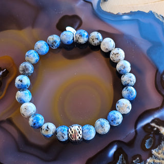 K2 Azurite (8mm) Stainless Steel Charm Bracelet