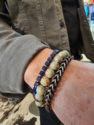 Snake Skin Jasper (10mm) with Stainless Steel Tier Charm