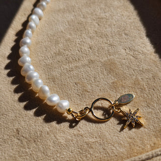 Fresh Water Pearl 18K Gold Filled Toggle Clasp with Guiding Star Dangle