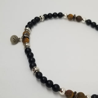 THE PRECIOUS PETITE EXCLUSIVE COLLECTION - Black Onyx and Gold Tiger Eye IN Silver