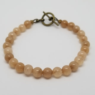 Sunstone (6mm) Antiqued Gold Toggle Bracelet