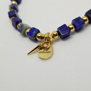 Lapis Lazuli (4mm Square) Gold Plated with Tiny Spike