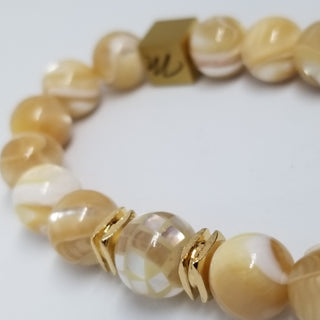 Mother of Pearl  (10mm) Logo Braided Bracelet