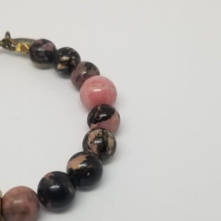 Rhodonite and Rose Quartz(10mm) Hexi Antiqued Gold Toggle Clasp