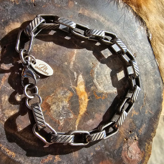 Stainless Steel Ractangular Patina Bracelet