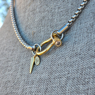 Shacle Clasp Necklace with Spike -20 (cm) x 17 (cm) Shackle-18k Gold Filled Shackle with Stainless Steel Necklace