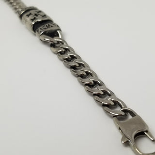 Stainless Steel & Leather 'X' Bracelet