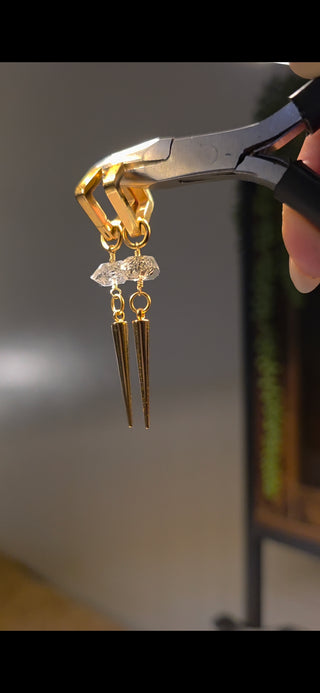 Herkimer Diamond Spike Earrings [18k Goldfilled]