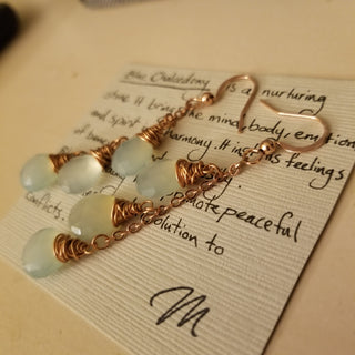 Aqua Chalcedony Copper Tripple Briollettes (10mm) Earrings