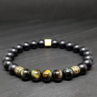 Gray Tiger's Eye  & Black Onyx (8mm)