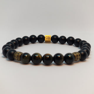 Gray Tiger's Eye  & Black Onyx (8mm)