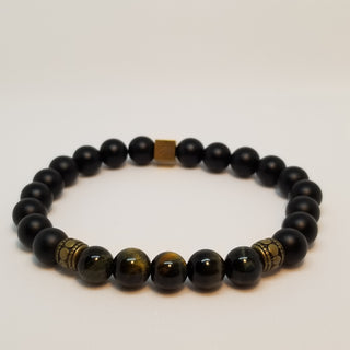 Gray Tiger's Eye  & Black Onyx (8mm)