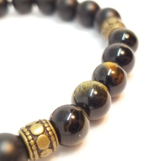 Gray Tiger's Eye  & Black Onyx (8mm)